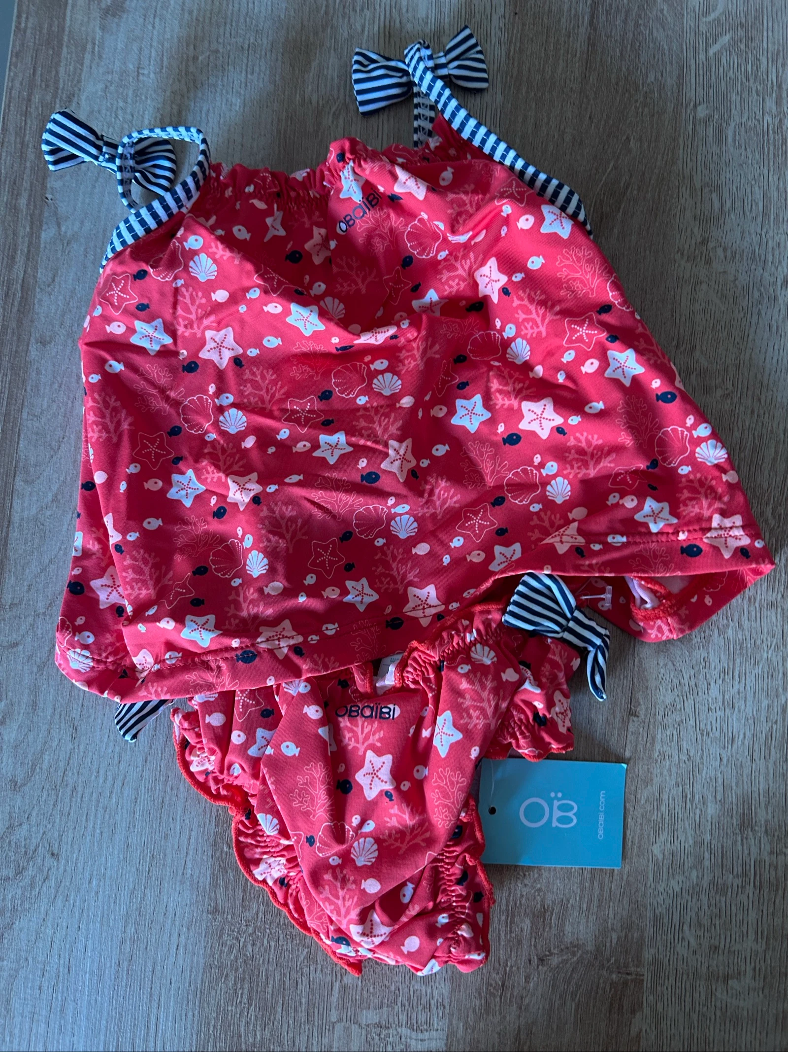 Conjunto de banho culote camiseta vermelha floral 6 meses – photo 4